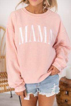 Budget 🌟 Pink Lily Mama Vintage Corded Graphic Pink Sweatshirt ❤️