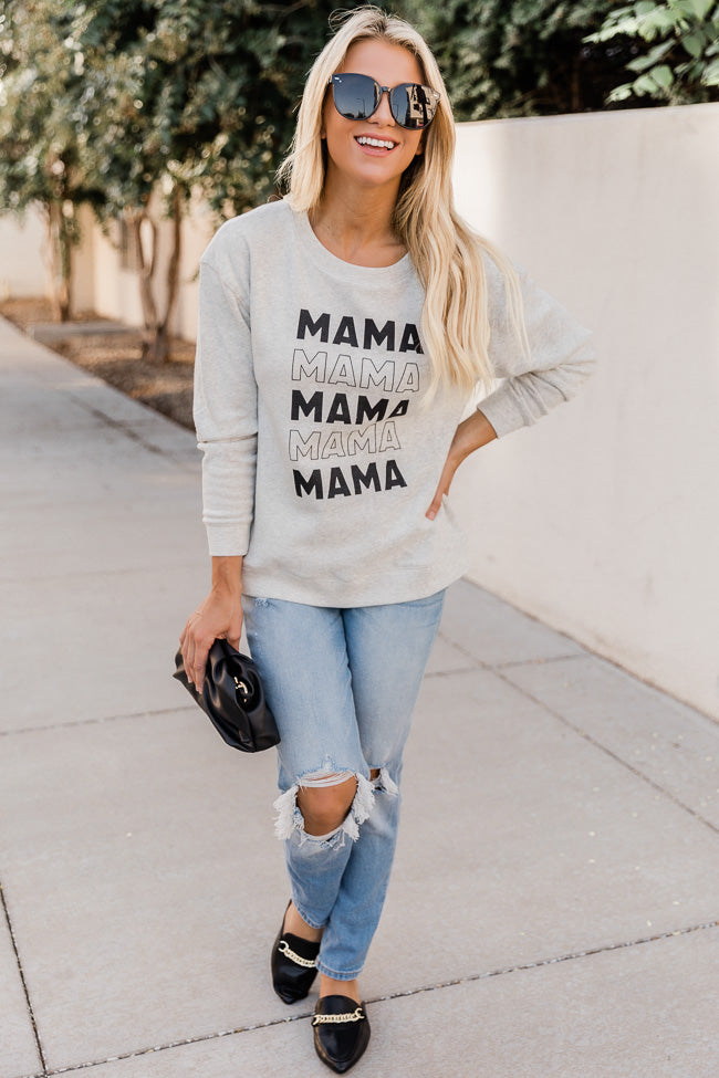 New ⌛ Pink Lily Mama Multi Heather Sand Graphic Sweatshirt ⭐ - Image 3