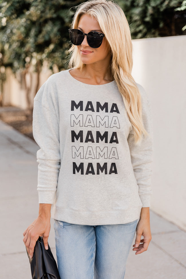 New ⌛ Pink Lily Mama Multi Heather Sand Graphic Sweatshirt ⭐ - Image 2