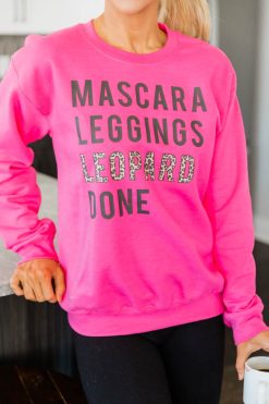Budget 🎉 Pink Lily Mascara Leggings Leopard Done Hot Pink Graphic Sweatshirt 🥰 -Tees Shop H152183 13 650x