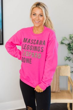 Tees Shop 27 Budget 🎉 Pink Lily Mascara Leggings Leopard Done Hot Pink Graphic Sweatshirt 🥰