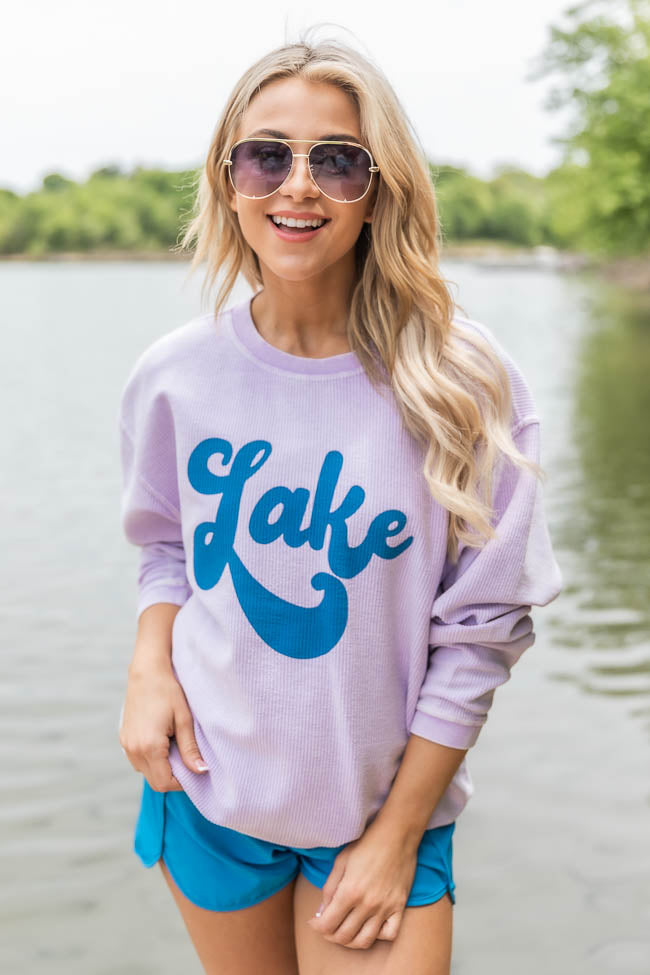 Hot Sale 🎉 Pink Lily Lake Script Lilac Corded Graphic Sweatshirt 😀 - Image 6