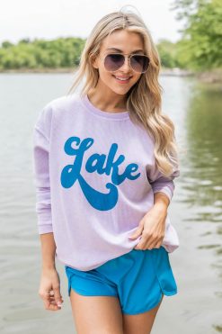 Hot Sale 🎉 Pink Lily Lake Script Lilac Corded Graphic Sweatshirt 😀 -Tees Shop I173776 lakescriptcordedlilac 180954 errandstorunblue 166412 takingaroadtrip 5 650x