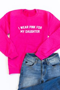 Brand new ❤️ Pink Lily I Wear Pink For My Daughter Graphic Hot Pink Sweatshirt 🧨