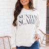 Buy 🌟 Pink Lily Sunday Scaries Heather Sand Graphic Sweatshirt 😀