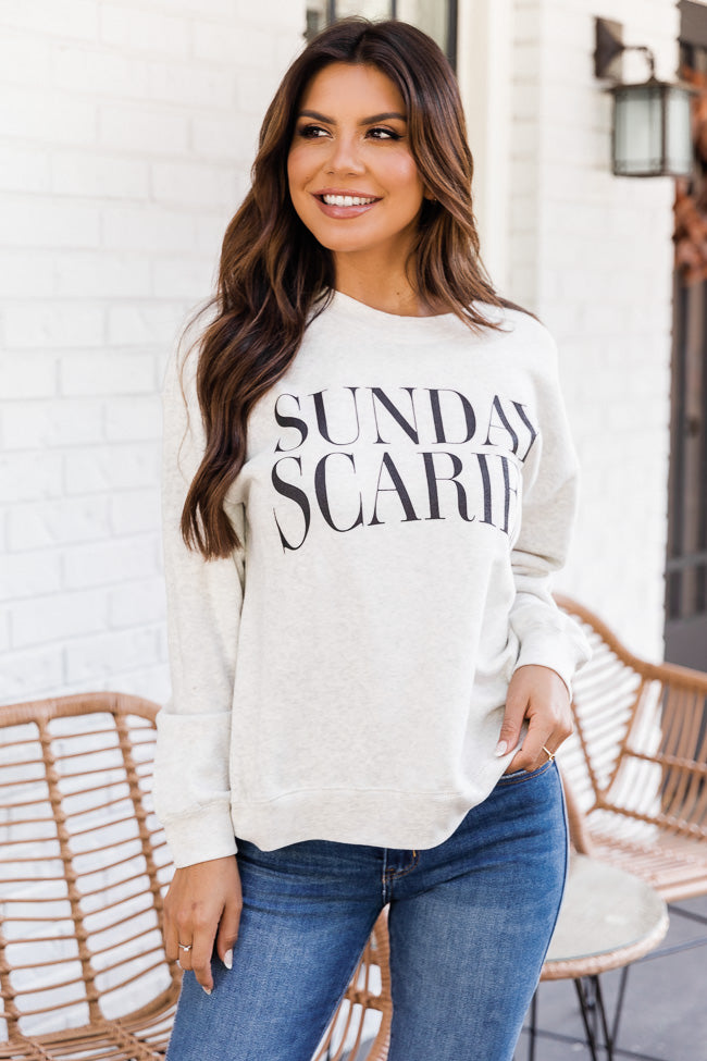 Buy 🌟 Pink Lily Sunday Scaries Heather Sand Graphic Sweatshirt 😀 1 Buy 🌟 Pink Lily Sunday Scaries Heather Sand Graphic Sweatshirt 😀
