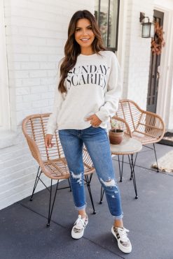 Buy 🌟 Pink Lily Sunday Scaries Heather Sand Graphic Sweatshirt 😀 7 Buy 🌟 Pink Lily Sunday Scaries Heather Sand Graphic Sweatshirt 😀 -Tees Shop J172978 173356 stella 177022 jody 9 650x