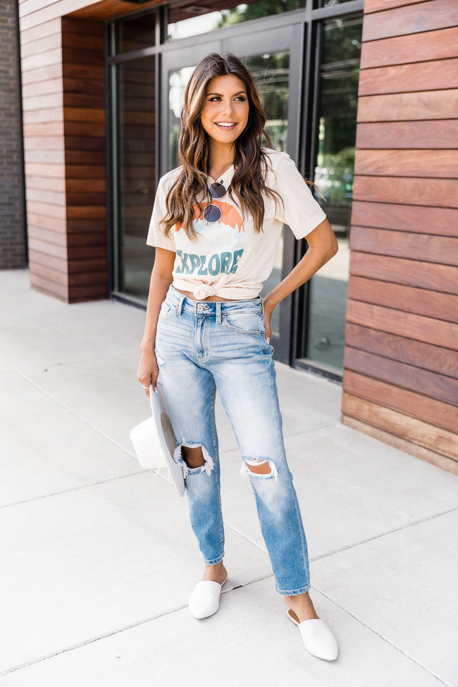 Deals 👍 Pink Lily Explore Cream Graphic Tee ❤️ - Image 4