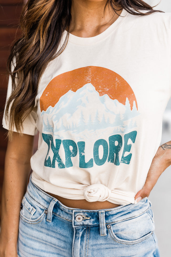 Deals 👍 Pink Lily Explore Cream Graphic Tee ❤️ - Image 2