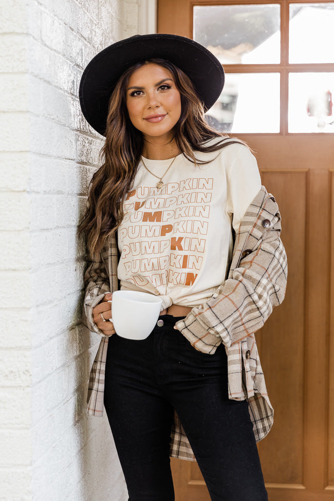 Promo 😀 Pink Lily Pumpkin Multi Cream Graphic Tee ⭐ - Image 4