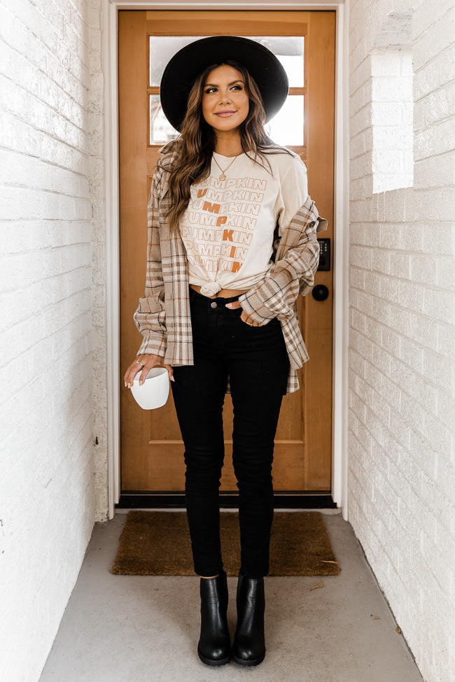 Promo 😀 Pink Lily Pumpkin Multi Cream Graphic Tee ⭐ - Image 3