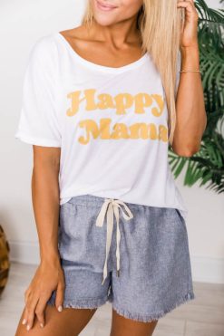 Cheapest 😉 Pink Lily Happy Mama White Slouchy Graphic Tee 🤩