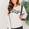 Cheapest 😍 Pink Lily Mama Retro Script Graphic Heather Sand Sweatshirt 🔥