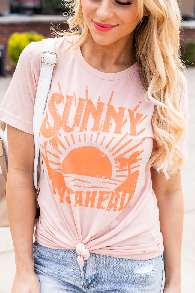 Buy 💯 Pink Lily Sunny Days Ahead Graphic Heather Peach Tee 🔔 - Image 7