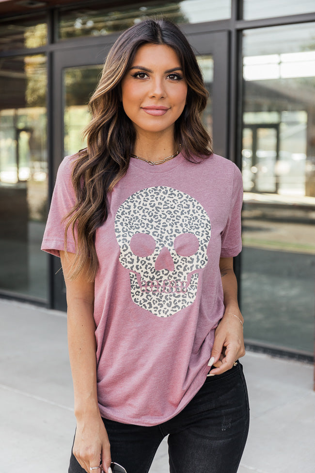 Budget 🎉 Pink Lily Animal Print Skull Mauve Graphic Tee 🌟 2 Budget 🎉 Pink Lily Animal Print Skull Mauve Graphic Tee 🌟 - Image 2