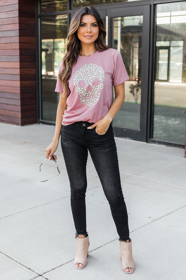 Budget 🎉 Pink Lily Animal Print Skull Mauve Graphic Tee 🌟 3 Budget 🎉 Pink Lily Animal Print Skull Mauve Graphic Tee 🌟 - Image 3