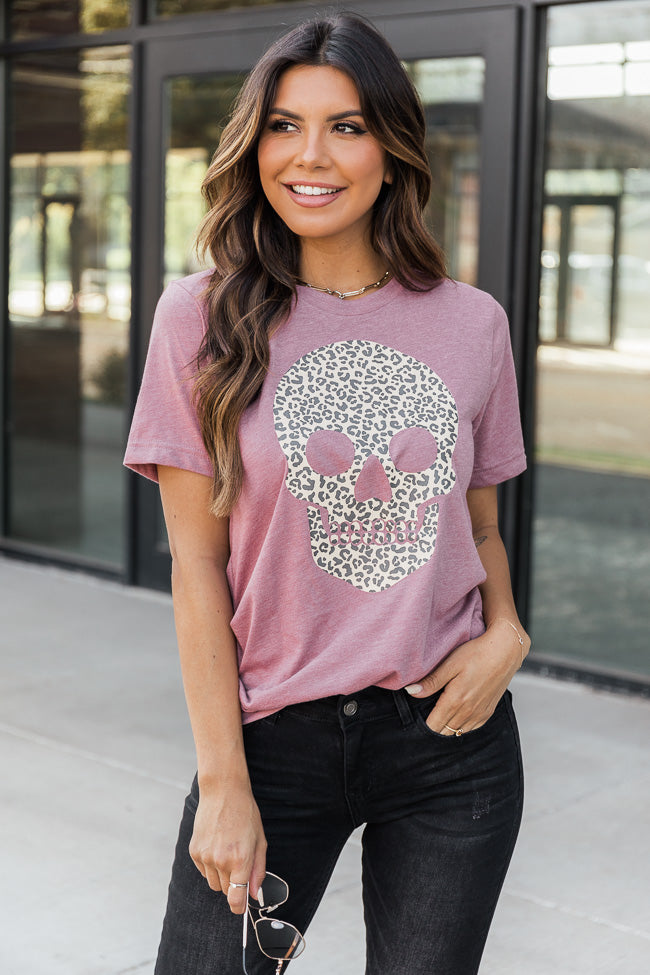 Budget 🎉 Pink Lily Animal Print Skull Mauve Graphic Tee 🌟 1 Budget 🎉 Pink Lily Animal Print Skull Mauve Graphic Tee 🌟