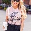 Budget ✨ Pink Lily Mama Animal Print Lightning Bolt Peach Graphic Tee 😉