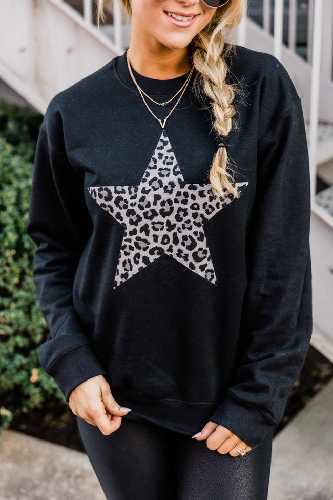 Buy ⌛ Pink Lily Animal Print Star Black Graphic Sweatshirt ❤️ 3 Buy ⌛ Pink Lily Animal Print Star Black Graphic Sweatshirt ❤️ - Image 3