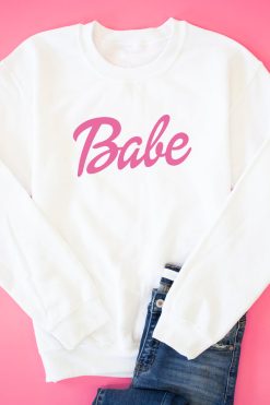Top 10 👍 Pink Lily Babe White Graphic Sweatshirt ❤️ -Tees Shop babe 27131 650x