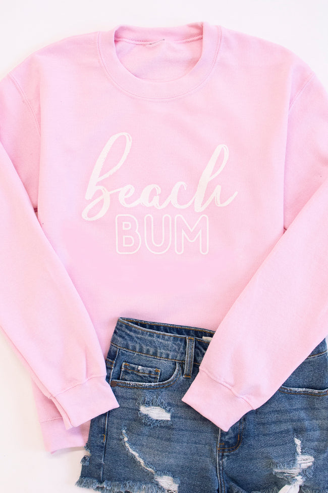 Coupon 🎁 Pink Lily White Beach Bum Script Light Pink Graphic Sweatshirt 😍 5 Coupon 🎁 Pink Lily White Beach Bum Script Light Pink Graphic Sweatshirt 😍 - Image 5