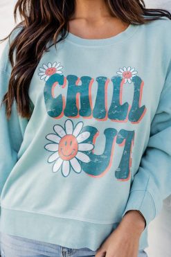 Budget ๐คฉ Pink Lily Chill Out Mint Graphic Sweatshirt ๐