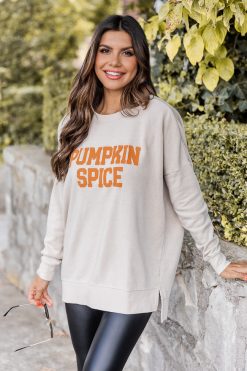 Wholesale ⌛ Pink Lily Pumpkin Spice Light Tan Graphic Sweatshirt ⌛ 7 Wholesale ⌛ Pink Lily Pumpkin Spice Light Tan Graphic Sweatshirt ⌛ -Tees Shop j174454 3 650x