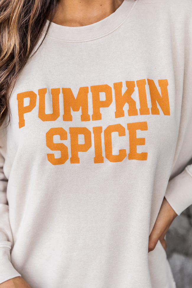 Wholesale ⌛ Pink Lily Pumpkin Spice Light Tan Graphic Sweatshirt ⌛ 2 Wholesale ⌛ Pink Lily Pumpkin Spice Light Tan Graphic Sweatshirt ⌛ - Image 2