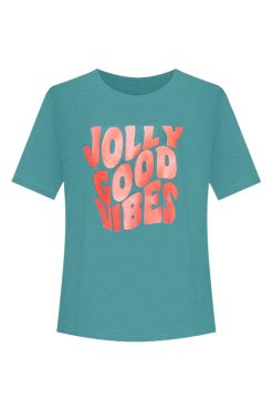 Flash Sale 🎁 Pink Lily Jolly Good Vibes Dark Green Graphic Tee ✔️ -Tees Shop jolly good vibes dark green graphic tee 650x