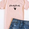Promo ❤️ Pink Lily Mama Script Black With Heart Graphic Peach Tee ✔️