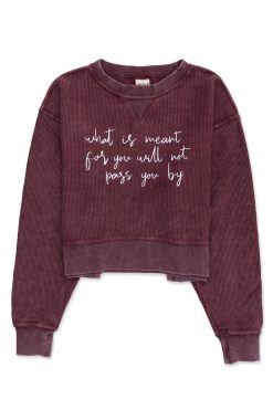 Budget 🥰 Holley X Pink Lily Maroon Cropped Corded Graphic Sweatshirt 🔥